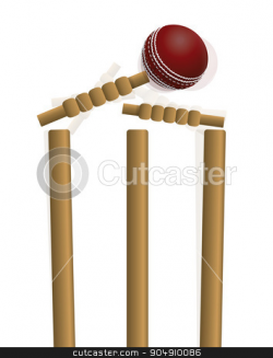 Cricket Ball Hitting the Wicket Illustration stock vector