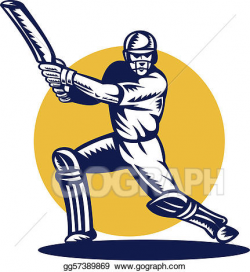 Drawing - Cricket sports batsman batting front . Clipart ...