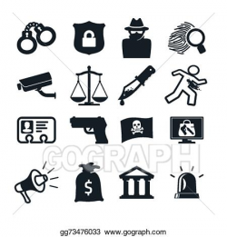 Vector Art - Crime icons. Clipart Drawing gg73476033 - GoGraph