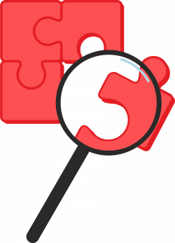 Clipart - Puzzle pieces with magnifying glass