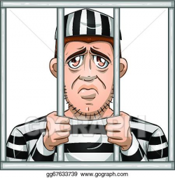 Vector Illustration - Sad prisoner behind bars. EPS Clipart ...