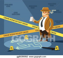Vector Illustration - Detective at crime scene. EPS Clipart ...