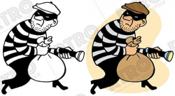 A robber sneaks off with a bag of loot vintage retro clipart ...
