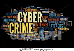 Drawing - Cyber crime in word tag cloud. Clipart Drawing ...