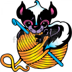 Crochet Skunk on Yarn COL clipart. Royalty-free clipart # 387560