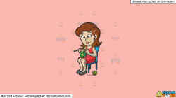 Clipart: A Woman Crocheting During Her Free Time on a Solid Melon Fcb9B2  Background