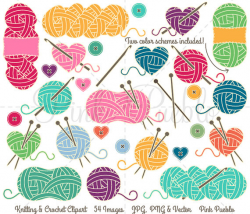 Knitting Clipart, Knitting Clip Art, Yarn Clipart, Yarn Clip ...