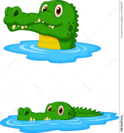 Cute Crocodile Cartoon Swimming Illustration 39806307 - Megapixl