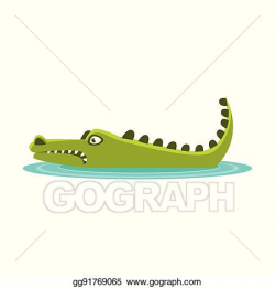 EPS Illustration - Angry crocodile laying in the water ...