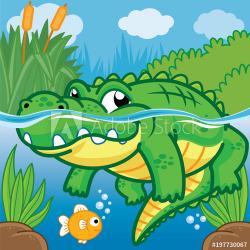Crocodile in the water, Cute vector - Buy this stock vector ...