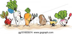 Vector Art - Mascot root crops garden tools illustration. EPS ...