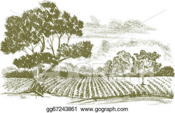 EPS Vector - Farm field drawing. Stock Clipart Illustration ...