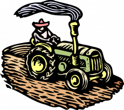 Farm Tractor Plows Field - Vector Image