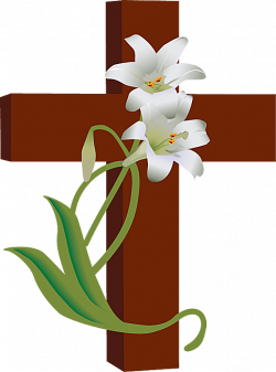 religious easter clipart clip art of a cross with white lilies ...