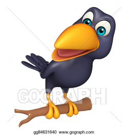Clipart - Sitting crow cartoon character . Stock ...