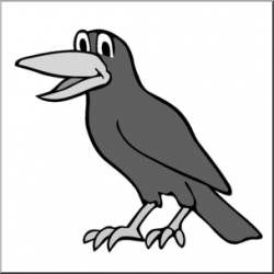 Clip Art: Cartoon Crow Grayscale I abcteach.com | abcteach