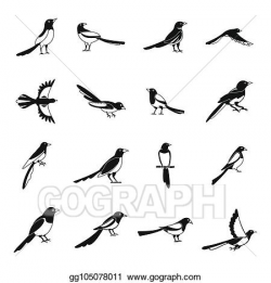 Stock Illustration - Magpie crow bird icons set, simple ...