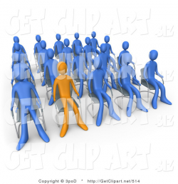 3d Clip Art of an Orange Person Standing out in a Crowd of ...