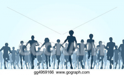 Stock Illustration - Running crowd. Clipart Drawing ...