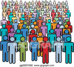 Vector Art - Big crowd of many colors social people group ...