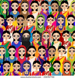 Big crowd of Indian women vector avatars detailed ...