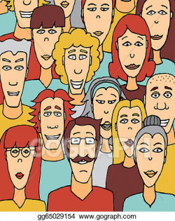EPS Vector - Crowded people / colorful crowd. Stock Clipart ...