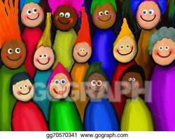 Clipart - Crowd of diverse people. Stock Illustration ...