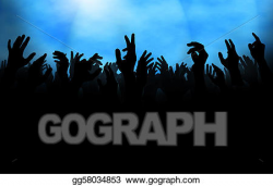 Stock Illustration - Crowd with raised hand. Clipart Drawing ...
