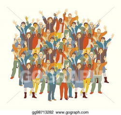 Vector Illustration - Big crowd happy people isolate on ...