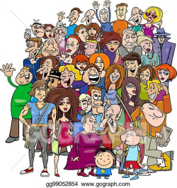 Vector Stock - Cartoon people group in the crowd. Clipart ...