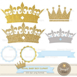 Gold Crown Digital papers and Clipart, Royal Prince Boy Baby ...