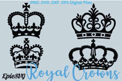 Royal Crowns | SVG EPS DXF | crowns clipart digital download vector files  stencil file svg, png, dxf, eps Silhouette Cameo Cricut