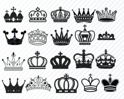 Crown Bundle SVG Files For Cricut - Kings Crowns svg Clipart -Queen crown  silhouette Files SVG Image Eps, Png ,Dxf Stencil Clip Art