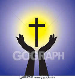 EPS Vector - Person praying or worshiping to crucifix or ...