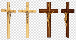Four brown wooden crucifix, Crucifix Set transparent ...