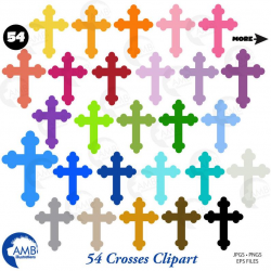 Christian Clipart, Cross Clipart, Church Clipart, Crucifix Clip art, Easter  Clipart, Multi-Colored Crosses, commercial use, AMB-1256