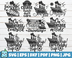 Cruise Bundle | 10 SVG Cut Files | commercial use | instant download |  printable vector clip art | funny boat trip designs | cruising shirt