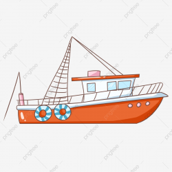 Orange Boat Beautiful Cruise Blue Lifebuoy High Mast ...
