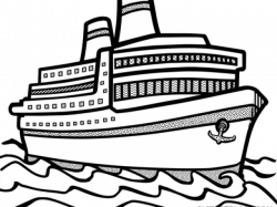 HD Cruise Ship Clipart Outline - Ship Black And White ...