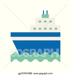 Clip Art Vector - Cruise ship on sea waves flat icon. Stock ...