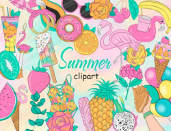 flamingo Summer clipart cruise clipart tropical flowers clipart Travel  clipart party clipart Lady Clipart Glam Clip art Girl Planner