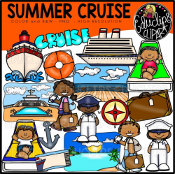 Summer Cruise Clip Art Bundle (Color and B&W)