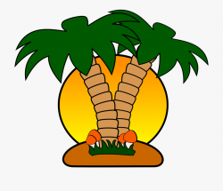 Free Tropical Island With Palm Trees Clip Art - Isla Con ...