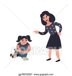 EPS Vector - Mother punishing her little sad crying daughter ...