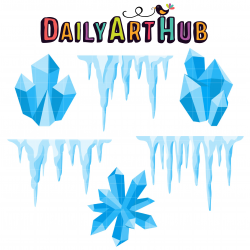 Icicles and Ice Crystals Clip Art Set