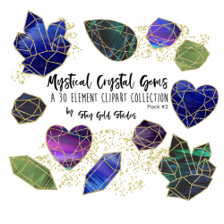 Mystical Crystal Gems Clipart Pack - Set #2 - Instant Download - Commercial  Use