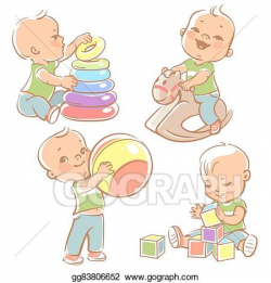 EPS Vector - Set with kids playing. Stock Clipart ...