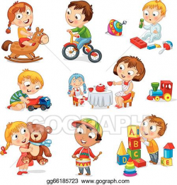 Vector Stock - Children play with toys. Clipart Illustration ...