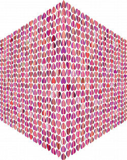 Clipart - Prismatic Alternating Hearts Pattern Cube No Background