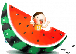 Watermelon Cartoon - Cartoon big watermelon boy eating watermelon ...